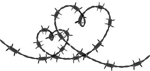 heart barbed wire barb wire love svg vector cut file for circut and silhouette leather vinyl template   
