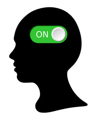 Black silhouette of a girl's head and with switch
