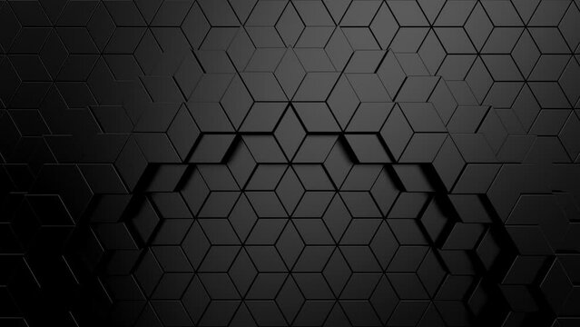 Geometric Shapes Form a Wave. Abstract motion, two color, 3d rendering, 4k resolution
