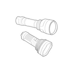 Set of flashlight Line Art, Unique Image Collection for Coloring Books