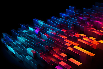 Radiant Rainbow Bars: Dynamic linear shapes of vibrant colors against a captivating dark backdrop. Engaging stock video footage that adds a burst of energy and creativity to your projects.