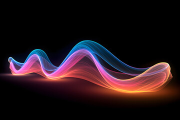 Dynamic Color Waves: Colored waves on black, digitally enhanced for stunning data visualization. Experience the captivating fusion of art and information in vibrant style. 