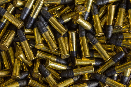 Small caliber .22 bullets as a background