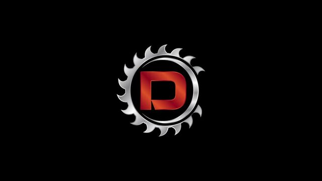 Saw Blade Construction Logo Unveiling Animation with a Letter D Industrial Branding Reveal