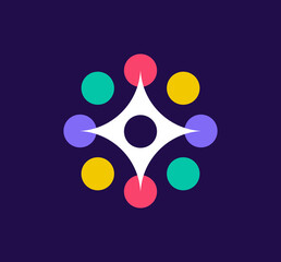 Unique circular round logo. Modern color transitions. Science study around star logo template. vector.