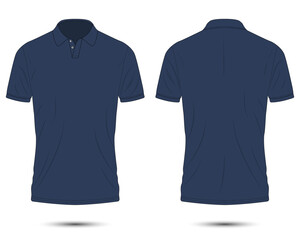 Dark blue polo shirt mockup front and back view