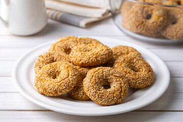Ramadan sweets background. Cookies of El Fitr Islamic Feast. Egyptian cookies 