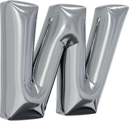 3d rendering of the alphabet letter made of silver foil balloon isolated