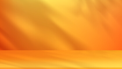 Autumn background,3D Studio Background with podium with leaves Shadow Overlay on yellow wall room,Vector Scene Mockup for Fall Season,Thanksgiving,harvest festival Product display presents