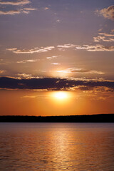 A beautiful sunset in the Berezinsky Reserve on the shore of Lake Plavno. Spring. April.	