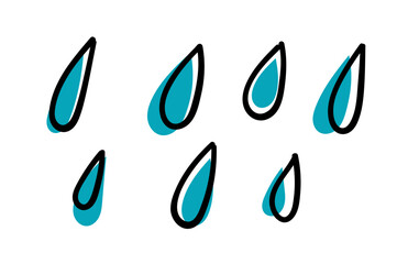 Abstract doodle drops, rain. Hand drawn