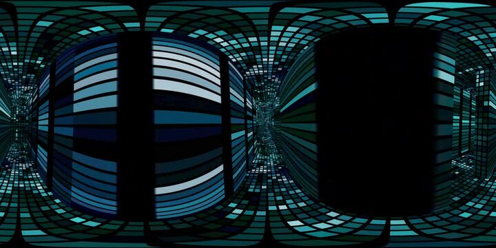 360 VR Maze 001: Virtual reality video inside a maze of streaming squares (Loop). 