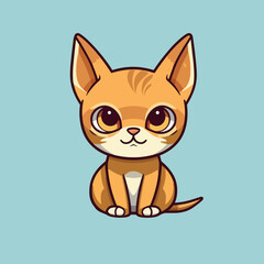 Cute cartoon cat isolated on  background. Vector Illustration.