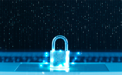 Padlock. Data security. Network protection. Internet security and data protection concept. Cyber...