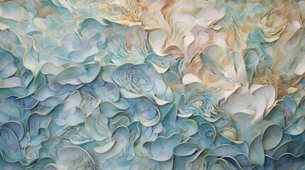 Sea-Inspired Beauty: Generative AI Crafts a Shoals Mural with Seaglass and Mother of Pearl in Moire Style