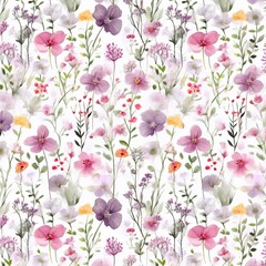 Blooming Symphony: A Flower Seamless Pattern, Floral Design, Web Banner, Square, Generative AI