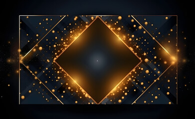 Mystic Diamond: Luxurious gold diamond template with a luminous atmosphere. The Stars Art Group (Xing Xing) inspired style features dark indigo and orange, rectangular fields, and enchanting three-dim