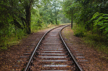 Fototapeta premium Iron Railway Sleepers: Road Leading to a Dead End, Railway Tracks Terminating