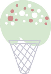 Hand drawn textured ice cream doodle illustration for decor and design.
