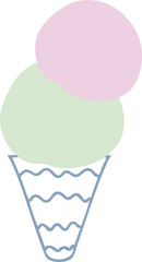 Hand drawn ice cream doodle illustration for decor and design.
