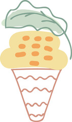 Hand drawn eco ice cream doodle illustration for decor and design.
