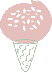 Hand drawn textured ice cream doodle illustration for decor and design.
