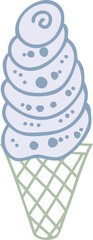 Hand drawn textured ice cream doodle illustration for decor and design.
