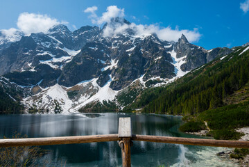 beautiful landscape view of Lake Morskie Oko in the mountains with clear water and reflection in Zakopane Poland in the Tatra National Park © Sheviakova