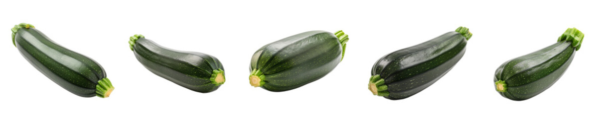 Set of Zucchini vegetables isolated on transparent background	