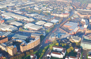 Aerial view of Glasgow showing Govan and view to the west