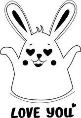 Rabbit. Love you. Emotions.Vector illustration
