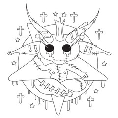cute kawaii and creepy pastel Goth coloring page