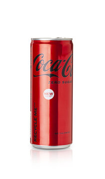 Editorial photo of Zero Coca-Cola can isolated on a transparent background
