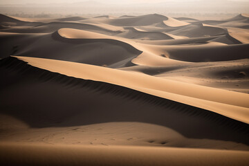 Scenic sand dunes in desert. Generative AI