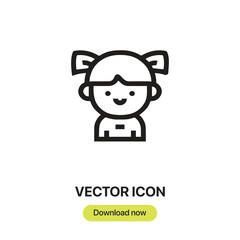 girl icon vector. Linear style sign for mobile concept and web design.girl symbol illustration. Pixel vector graphics - Vector.	