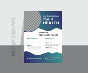 Health care flyer medical brochure design templates in A4 size. Vector illustrations pharmacy. 