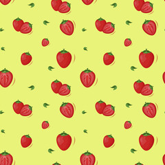 strawberry whole and half.vector illustration of berries