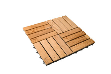 Tiles made of wood. Garden path.