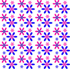 Seamless vector texture in the form of blue and pink flowers on a white background