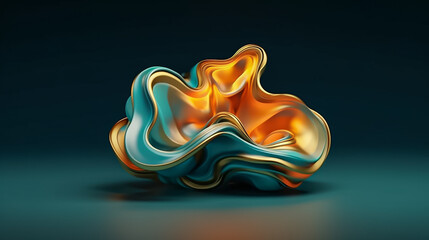 A colorful liquid object with a blue background