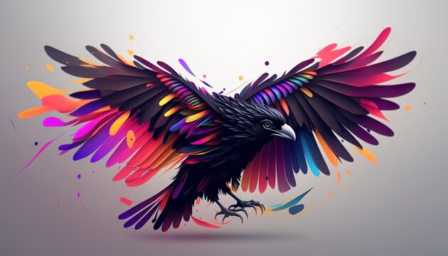 beautiful logo with a bird and feathers