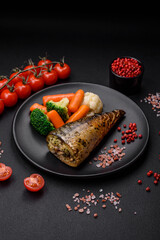 Delicious grilled ocean mackerel with salt, spices and herbs