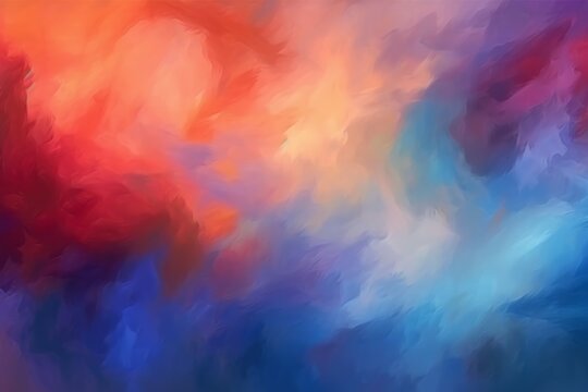 Abstract in orange blue and red colors with slight blur for background or backdrop. AI generated, human enhanced.