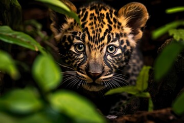 Untamed Majesty: Baby Panther's Fierce Gaze.
Generative AI