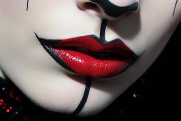 Obraz premium Rebellious Intimacy: Close-Up of Avant-Garde Goth. Generative AI