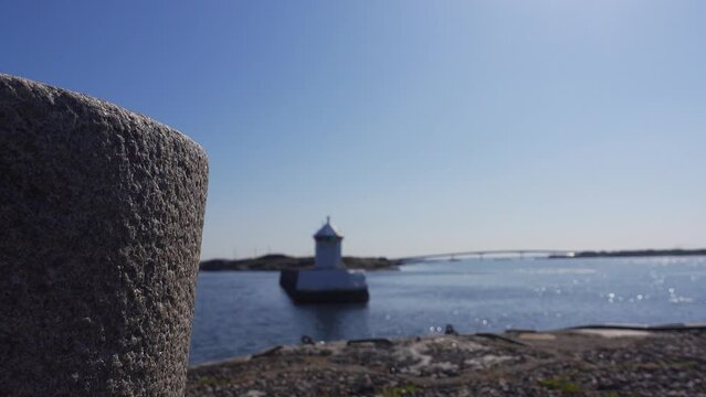 View of the harbour entrance at H&ouml;n&ouml;. Focus on the pollard. H&ouml;n&ouml; is an island just north of Gothenburg.