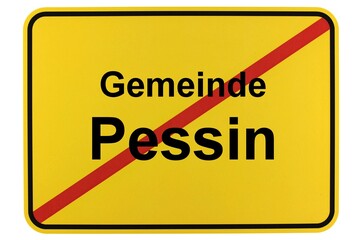 Illustration eines Ortsschildes der Gemeinde Pessin in Brandenburg