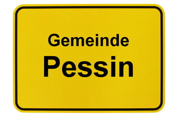 Illustration eines Ortsschildes der Gemeinde Pessin in Brandenburg