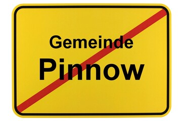 Illustration eines Ortsschildes der Gemeinde Pinnow in Brandenburg