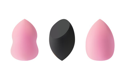 Makeup Sponges Set, Isolated on White Background. Vector Illustration